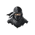 Ninja face Logo of assassin silhouette clipart