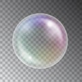 Vector shiny colorful soap bubble isolated on dark background Royalty Free Stock Photo