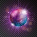 Vector shiny disco ball illustration on a transparent background. Royalty Free Stock Photo