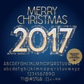 Vector shiny glitter Merry Christmas 2017 greeting card Royalty Free Stock Photo