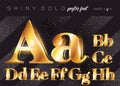 Vector Shiny Gold Alphabet. Realistic Metallic Typeface.