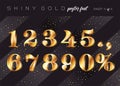 Vector Shiny Gold Alphabet. Realistic Metallic Typeface.