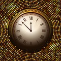 Vector shiny New Year Clock background in disco style. Vector illustration Royalty Free Stock Photo