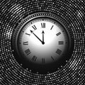 Vector shiny New Year Clock background in disco style. Vector illustration Royalty Free Stock Photo