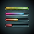 Vector shiny progress indicator set on a dark background. Royalty Free Stock Photo