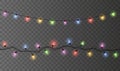 Vector shiny set of seamless light garlands - christmas decoration element on transparent background