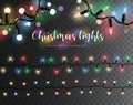 Vector shiny set of seamless light garlands - christmas decoration element on transparent background