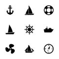 Vector ship and boat icon set Royalty Free Stock Photo