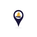 Vector ship and map pointer logo