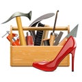 Vector Shoemaker Toolbox with Red Female Shoe