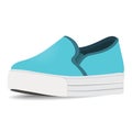 Vector shoes, blue slip-on, loafer on a high sole, isolated