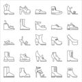 Vector Shoes footwear outline line stroke icons set