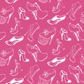 Vector shoes seamless pattern. Footwear endless texture in sketch style. Royalty Free Stock Photo