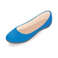 Vector shoes, women`s ballet slippers of blue color, isolated