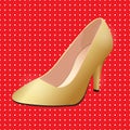 Vector shoes, women`s gold classic boat shoe on high heel spike