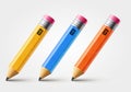 Vector short pencil, realistic pencil isolated cartoon with rubber eraser Royalty Free Stock Photo