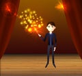 Vector Show Background, Man on the Stage Doing Magic. Royalty Free Stock Photo