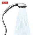 Vector Shower head with water drops flowing isolated over a white background