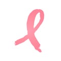 Vector sign of Breast cancer awareness month, textured pink ribbon. Women oncological disease awareness month isolated