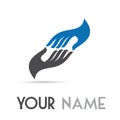 Vector sign concept of solidarity, hands touching Royalty Free Stock Photo