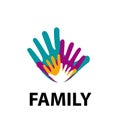 Vector sign family, many colored hands