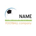 Vector sign football company, ball on grass