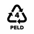 Plastic recycling code applied to packaging (LDPE, PELD). Royalty Free Stock Photo