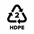 Plastic recycling code applied to packaging (PEHD, HDPE, PE). Royalty Free Stock Photo