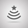 Vector sign wi-fi in the form of a Christmas tree with star. Gray isolated icon. Royalty Free Stock Photo