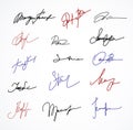 Vector Signature fictitious Autograph on white