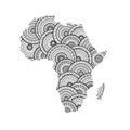 Vector silhouette of Africa and Madagascar map from round mandalas