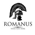 Vector silhouette of an ancient Roman helmet. Royalty Free Stock Photo