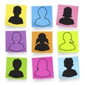 Vector Of Silhouette Avatars In Adhesive Notes