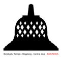 Vector Silhouette Borobudur Temple, Indonesia Historical Building