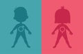Vector Silhouette of Boy and Girl Characters with Gender Symbols