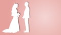 Vector silhouette of a bride and groom who holds a bouquet of flowers. Royalty Free Stock Photo