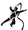 Vector silhouette of bungee jumper Royalty Free Stock Photo