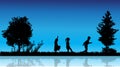 Vector silhouette of children. Royalty Free Stock Photo