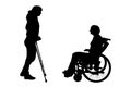 Vector silhouette of disabled people. Royalty Free Stock Photo