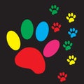 Vector silhouette dog paw. Royalty Free Stock Photo