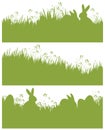 Vector silhouette Easter spring backgrounds, rabb