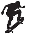 Vector silhouette of an extreme skateboarding sports person. Flat cutout icon