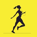 Vector silhouette of female sprinter. Morning running. Girl with Royalty Free Stock Photo