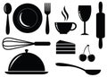 Vector Silhouette of food,drink,bakery and coffee