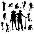 Vector silhouette of a gardener.