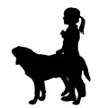 Vector silhouette of girl with dog. Royalty Free Stock Photo