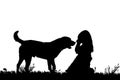 Vector silhouette of a girl with a dog. Royalty Free Stock Photo