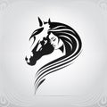 Vector silhouette of girl and horse. vector illustration Royalty Free Stock Photo