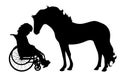 Vector silhouette of a girl with horse. Royalty Free Stock Photo