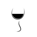 Vector silhouette of glass of wine. Royalty Free Stock Photo